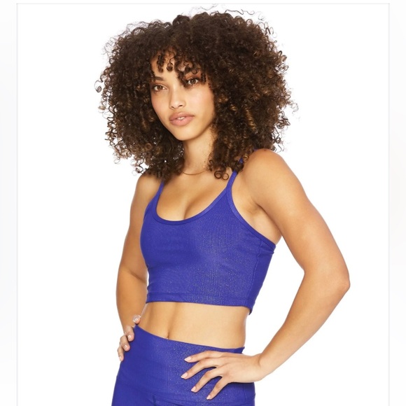 Beach Riot Sports Bra Libby Top Ribbed Sapphire Blue Violet Size Large - Picture 2 of 12